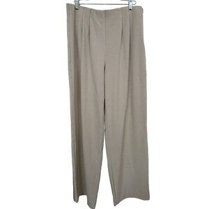 Chico's Womens Pleated Front Lt Cocoa Slacks Pants Sz 2R Side Zip Back Pocket